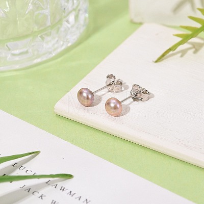 Valentine Presents for Her 925 Sterling Silver Ball Stud Earrings EJEW-D029-4.5mm-1-1