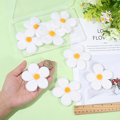 8Pcs Daisy Flower Wool Felt Fabric Costume Accessories AJEW-PH0008-82A-1