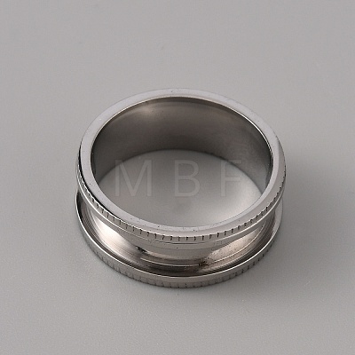 201 Stainless Steel Grooved Finger Ring Settings STAS-WH0027-26C-P-1