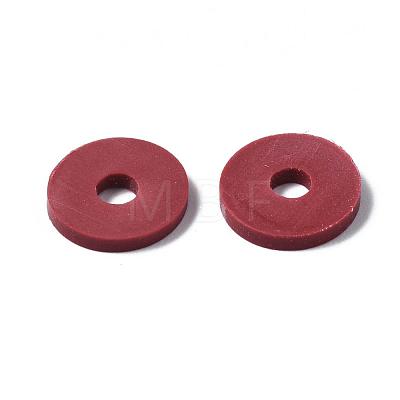 Flat Round Handmade Polymer Clay Beads CLAY-R067-10mm-29-1