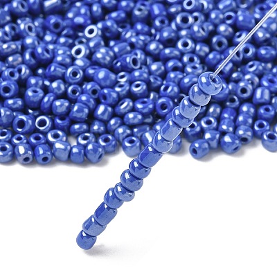 6/0 Opaque Colors Lustered Round Glass Seed Beads X-SEED-A012-4mm-128-1