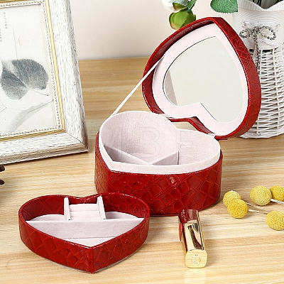 Heart PU Leather & Velvet Jewelry Storage Boxs PW-WGA7E89-01-1