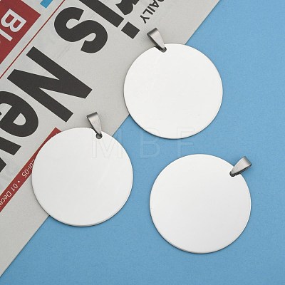 201 Stainless Steel Flat Round Stamping Blank Tag Pendants STAS-S030-10-1