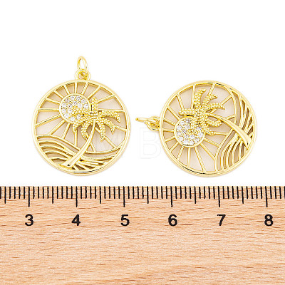 Rack Plating Brass Micro Pave Cubic Zirconia Pendants KK-P269-05G-1