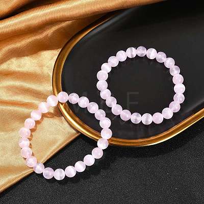 Dyed Natural Selenite Round Beaded Stretch Bracelets for Women G-U005-02I-1