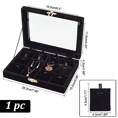 12-Slot Rectangle Wood Covered with Velvet pendant Necklace Jewelry Storage Presentation Box CON-WH0095-18-1