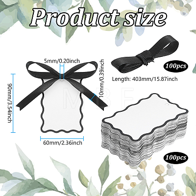 100Pcs Rectangle Paper Table Cards with 100Pcs Polyester Ribbons for Wedding Party Celebration Supplies OFST-WH0004-122A-1