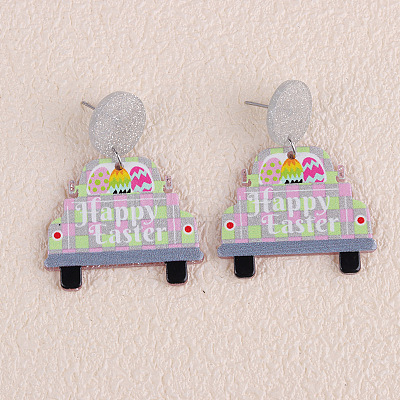 Easter Acrylic Glitter Powder Dangle Stud Earrings FS-WG58748-12-1