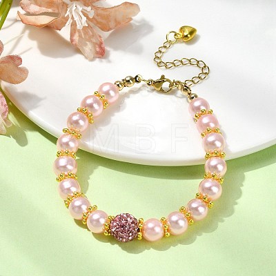 Glass Imitation Pearl Beaded Bracelets for Women BJEW-JB10034-02-1