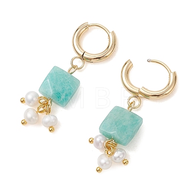 Gemstone Dangle Hoop Earrings EJEW-JE07248-1