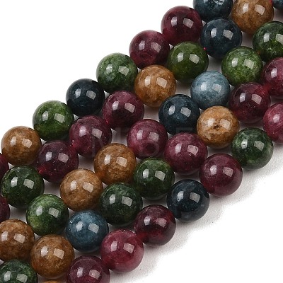 Natural Green Jade Imitation Tourmaline Beads Strands G-B046-08D-10mm-1