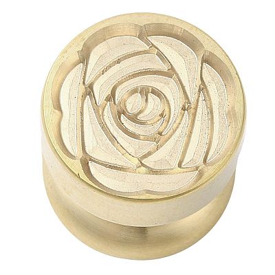 Golden Tone Round Wax Seal Brass Stamp Heads AJEW-M040-01G-I-1