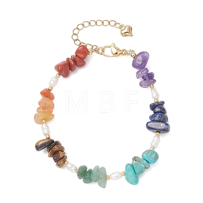 Natural & Synthetic Mixed Gemstone Chips Beaded Bracelets for Women BJEW-JB13219-02-1