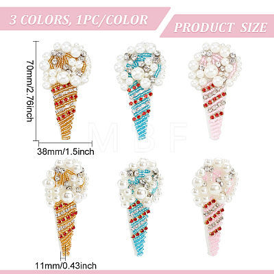 3Pcs 3 Colors Ice Cream Pattern Felt Ornament Accessories DIY-FG0003-94-1