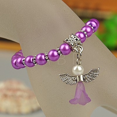 Lovely Wedding Dress Angel Bracelets for Kids BJEW-JB00727-08-1