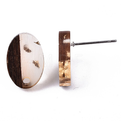 Transparent Resin & Walnut Wood Stud Earring Findings MAK-N032-004A-F01-1