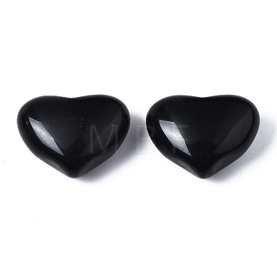 Natural Black Obsidian Heart Palm Stone G-S299-119-1