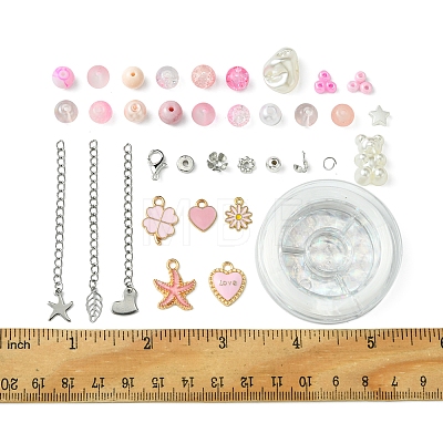 DIY Round Glass & CCB Plastic Beads Bracelets Making Kits DIY-FS0007-56B-1