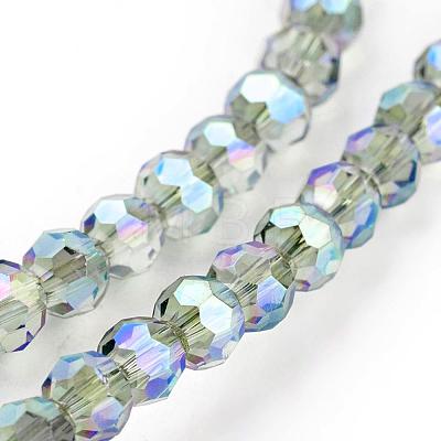 Faceted(32 Facets) Round Electroplate Glass Beads Strands X-EGLA-D021-72-1