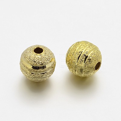 Textured Round Brass Beads KK-N0061-01G-8mm-1