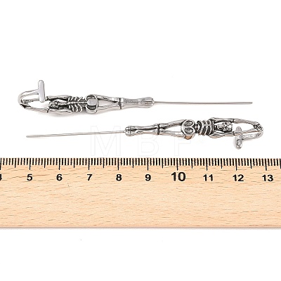 Halloween 316 Stainless Steel Ear Wrap Crawler Hook Earrings AJEW-C044-17A-AS-1