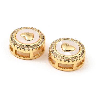 Brass Micro Pave Clear Cubic Zirconia Slide Charms KK-K342-09G-05-1