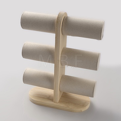 3-Tier Velvet T Bar Bracelet Holder Stands BDIS-WH0014-09-1