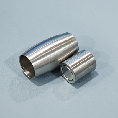 Matte Style Barrel 304 Stainless Steel Magnetic Clasps with Glue-in Ends STAS-I026-05-1