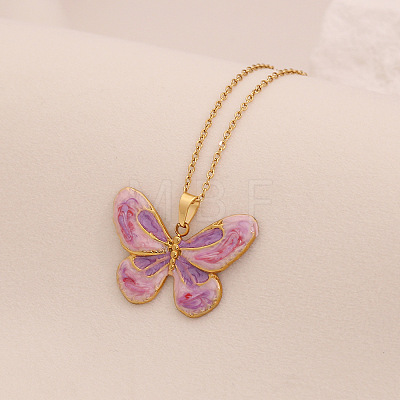 304 Stainless Steel Enamel Pendant Necklaces WG49C4D-02-1