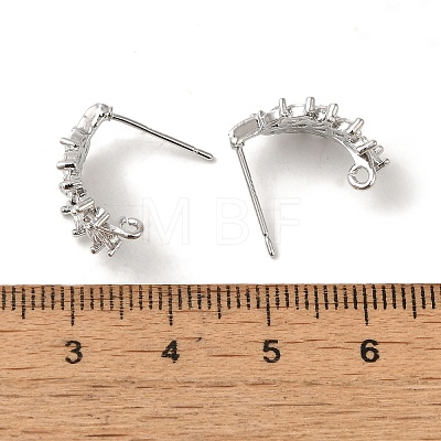 Brass Micro Pave Cubic Zirconia Ear Wire Findings KK-K371-08P-1