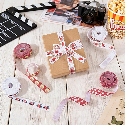 4Rolls 4 Styles Printed Polyester Ribbon OCOR-ME0001-93-1