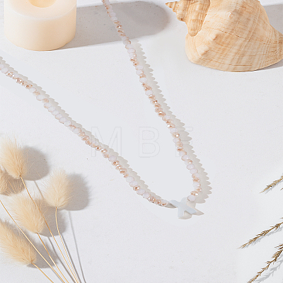1Pc Glass Rondelle Beaded Necklaces NJEW-LP0007-23X-1
