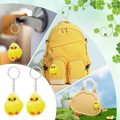 Cute Water Mink Mini Fur Chicken Pendant Bag Keychain KEYC-WH0018-77-1