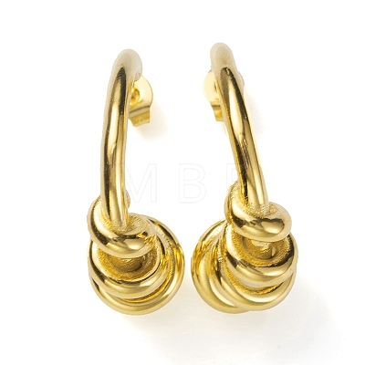 Ion Plating(IP) 304 Stainless Steel Spiral Wire Wrap Stud Earrings for Women EJEW-K244-16G-1