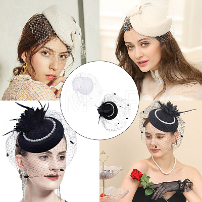 2Pcs 2 Colors Women's Fascinator Hat AJEW-GF0010-07-1