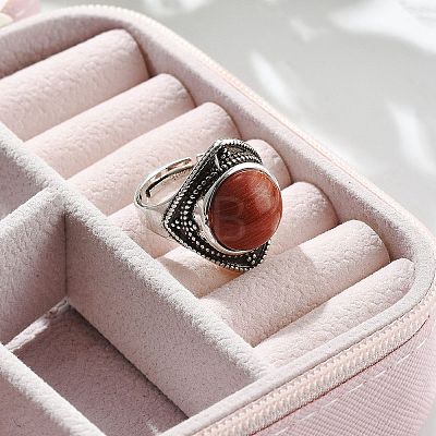 Natural Red Jasper Adjustable Rings G-P560-03AS-25-1