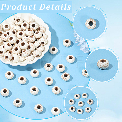 100Pcs Synthetic Howlite European Beads TURQ-PA0001-04A-1