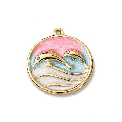 304 Stainless Steel Enamel Pendants STAS-I347-01G-03-1
