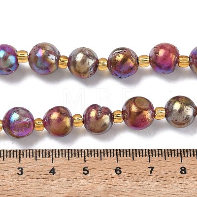 Electroplated Natural Druzy Geode Crystal Beads Strands G-G459-02M-1