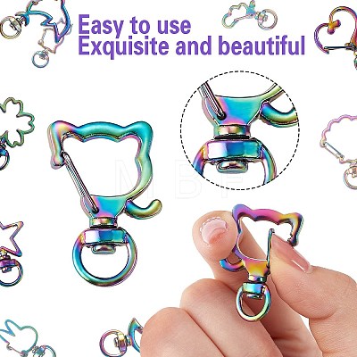 20Pcs 10 Styles Rainbow Color Vacuum Plated Alloy Keychain Clasps JX114A-1