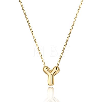 Brass Initial Pendant Box Chain Necklaces for Women FS-WG5C822-25-1