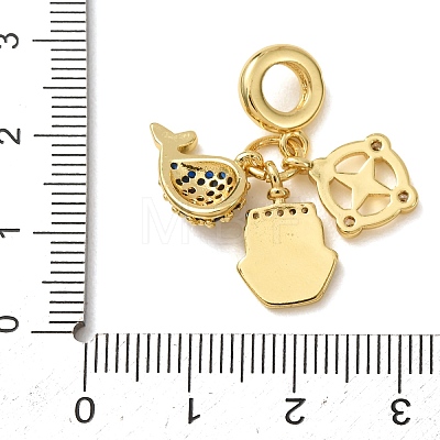 Brass Micro Pave Cubic Zirconia & Enamel Dangle Charms CU-CBA0A9C-04G-1
