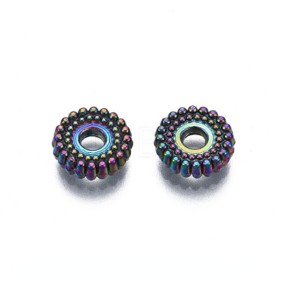 Rack Plating Rainbow Color Alloy Beads PALLOY-S180-353-1