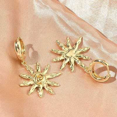 Sun Brass Hoop Earrings EJEW-C181-11G-1