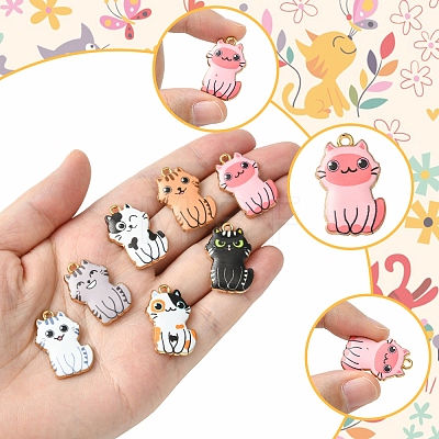 14Pcs 7 Colors Rack Plating Alloy Enamel Pendants FIND-FS0003-05-1