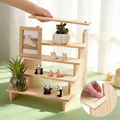 5-Tier Assemble Wood Display Riser Stands ODIS-WH0095-019B-1