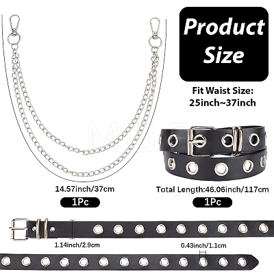 Black PU Leather Waist Belts AJEW-CL0004-87-1
