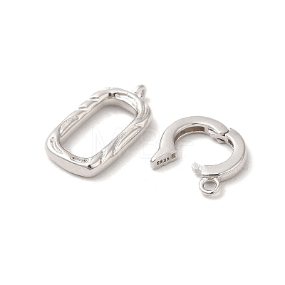 Rhodium Plated 925 Sterling Silver Fold Over Clasps STER-G038-07P-1