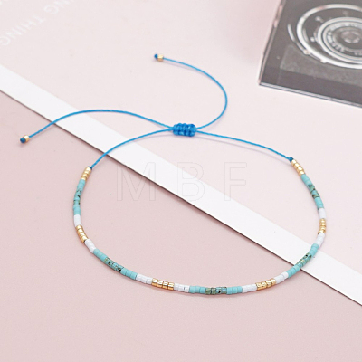 Glass Seed Braided Bead Bracelet for Women BJEW-BB7272742-C-1