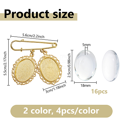 Alloy & Steel Oval Tray Brooch Base Settings JEWB-DC00008-1